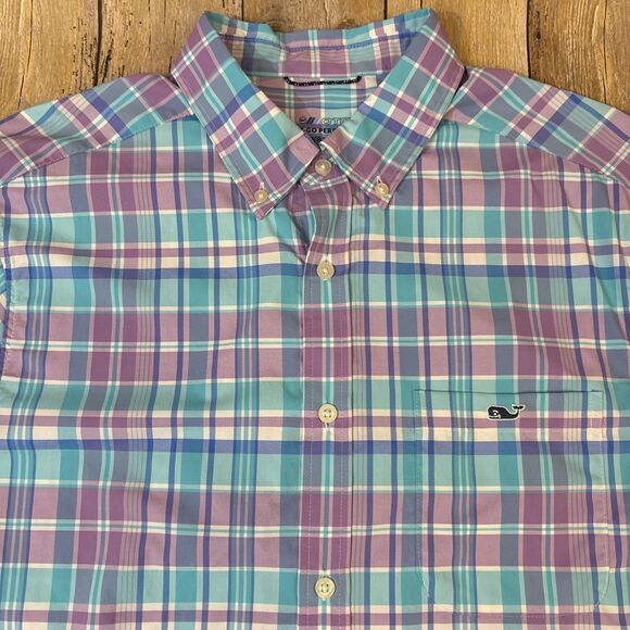 Vineyard Vines On The Go Performance Nylon Shirt Large Plaid - Picture 2 of 8
